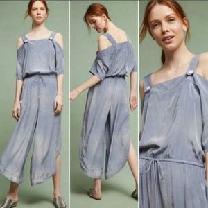Anthropologie Silky Pale Blue Jumpsuit - M